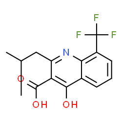 ChemSpider 2D Image | 4-Hydroxy-2-isobutyl-8-(trifluoromethyl)-3-quinolinecarboxylic acid | C15H14F3NO3