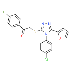 ChemSpider 2D Image | 2-{[4-(4-Chlorophenyl)-5-(2-furyl)-4H-1,2,4-triazol-3-yl]sulfanyl}-1-(4-fluorophenyl)ethanone | C20H13ClFN3O2S