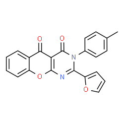 ChemSpider 2D Image | 2-Furan-2-yl-3-p-tolyl-3H-9-oxa-1,3-diaza-anthracene-4,10-dione | C22H14N2O4