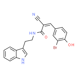 ChemSpider 2D Image | (2Z)-3-(3-Bromo-4-hydroxyphenyl)-2-cyano-N-[2-(1H-indol-3-yl)ethyl]acrylamide | C20H16BrN3O2