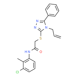 ChemSpider 2D Image | 2-[(4-Allyl-5-phenyl-4H-1,2,4-triazol-3-yl)sulfanyl]-N-(3-chloro-2-methylphenyl)acetamide | C20H19ClN4OS