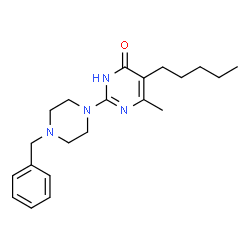 ChemSpider 2D Image | 2-(4-Benzyl-1-piperazinyl)-6-methyl-5-pentyl-4(1H)-pyrimidinone | C21H30N4O