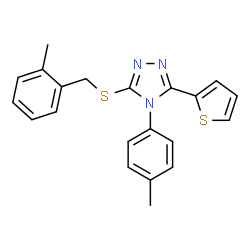 ChemSpider 2D Image | 3-[(2-Methylbenzyl)sulfanyl]-4-(4-methylphenyl)-5-(2-thienyl)-4H-1,2,4-triazole | C21H19N3S2