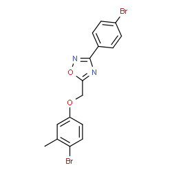 ChemSpider 2D Image | 5-[(4-Bromo-3-methylphenoxy)methyl]-3-(4-bromophenyl)-1,2,4-oxadiazole | C16H12Br2N2O2