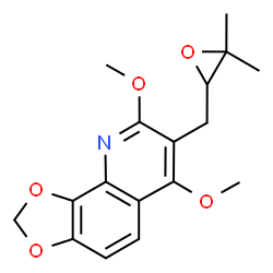 ChemSpider 2D Image | 7-[(3,3-Dimethyl-2-oxiranyl)methyl]-6,8-dimethoxy[1,3]dioxolo[4,5-h]quinoline | C17H19NO5
