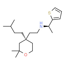 ChemSpider 2D Image | (1R)-N-{2-[(4S)-2,2-Dimethyl-4-(3-methylbutyl)tetrahydro-2H-pyran-4-yl]ethyl}-1-(2-thienyl)ethanamine | C20H35NOS