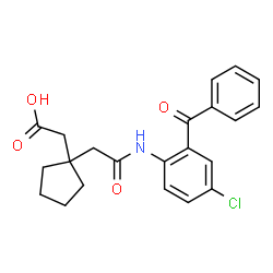 ChemSpider 2D Image | (1-{2-[(2-Benzoyl-4-chlorophenyl)amino]-2-oxoethyl}cyclopentyl)acetic acid | C22H22ClNO4