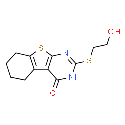 ChemSpider 2D Image | 2-[(2-Hydroxyethyl)sulfanyl]-5,6,7,8-tetrahydro[1]benzothieno[2,3-d]pyrimidin-4(3H)-one | C12H14N2O2S2