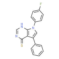 ChemSpider 2D Image | 7-(4-Fluorophenyl)-5-phenyl-1,7-dihydro-4H-pyrrolo[2,3-d]pyrimidine-4-thione | C18H12FN3S