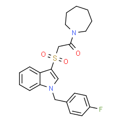 ChemSpider 2D Image | 1-(1-Azepanyl)-2-{[1-(4-fluorobenzyl)-1H-indol-3-yl]sulfonyl}ethanone | C23H25FN2O3S