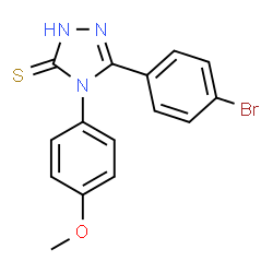 ChemSpider 2D Image | 3-(4-bromophenyl)-4-(4-methoxyphenyl)-1H-1,2,4-triazole-5-thione | C15H12BrN3OS