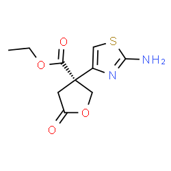 ChemSpider 2D Image | Ethyl (3R)-3-(2-amino-1,3-thiazol-4-yl)-5-oxotetrahydro-3-furancarboxylate | C10H12N2O4S