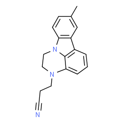 ChemSpider 2D Image | 3-(8-Methyl-1,2-dihydro-pyrazino[3,2,1-jk]carbazol-3-yl)-propionitrile | C18H17N3