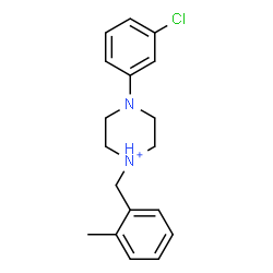 ChemSpider 2D Image | 4-(3-Chlorophenyl)-1-(2-methylbenzyl)piperazin-1-ium | C18H22ClN2