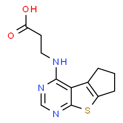 ChemSpider 2D Image | N-(6,7-Dihydro-5H-cyclopenta[4,5]thieno[2,3-d]pyrimidin-4-yl)-beta-alanine | C12H13N3O2S