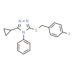 ChemSpider 2D Image | 3-Cyclopropyl-5-[(4-fluorobenzyl)sulfanyl]-4-phenyl-4H-1,2,4-triazole | C18H16FN3S