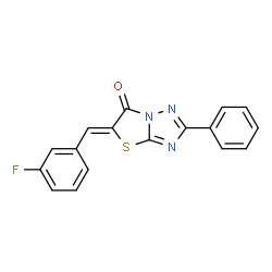 ChemSpider 2D Image | (5Z)-5-(3-Fluorobenzylidene)-2-phenyl[1,3]thiazolo[3,2-b][1,2,4]triazol-6(5H)-one | C17H10FN3OS