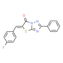 ChemSpider 2D Image | (5Z)-5-(4-Fluorobenzylidene)-2-phenyl[1,3]thiazolo[3,2-b][1,2,4]triazol-6(5H)-one | C17H10FN3OS