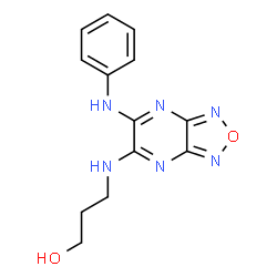 ChemSpider 2D Image | 3-[(6-Anilino[1,2,5]oxadiazolo[3,4-b]pyrazin-5-yl)amino]-1-propanol | C13H14N6O2