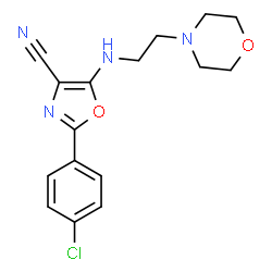 ChemSpider 2D Image | 2-(4-Chlorophenyl)-5-{[2-(4-morpholinyl)ethyl]amino}-1,3-oxazole-4-carbonitrile | C16H17ClN4O2