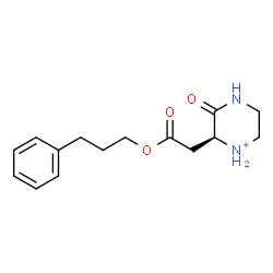 ChemSpider 2D Image | (2S)-3-Oxo-2-[2-oxo-2-(3-phenylpropoxy)ethyl]piperazin-1-ium | C15H21N2O3