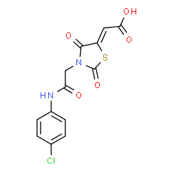 ChemSpider 2D Image | (2Z)-(3-{2-[(4-Chlorophenyl)amino]-2-oxoethyl}-2,4-dioxo-1,3-thiazolidin-5-ylidene)acetic acid | C13H9ClN2O5S