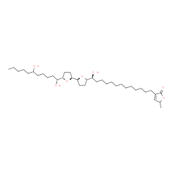 ChemSpider 2D Image | 3-[(13S)-13-{(2S,2'S,5'S)-5'-[(1R)-1,6-Dihydroxyundecyl]octahydro-2,2'-bifuran-5-yl}-13-hydroxytridecyl]-5-methyl-2(5H)-furanone | C37H66O7