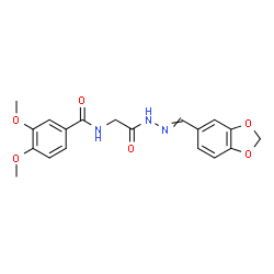 ChemSpider 2D Image | N-{2-[2-(1,3-Benzodioxol-5-ylmethylene)hydrazino]-2-oxoethyl}-3,4-dimethoxybenzamide | C19H19N3O6