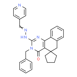 ChemSpider 2D Image | 3-Benzyl-2-[2-(4-pyridinylmethylene)hydrazino]-3H-spiro[benzo[h]quinazoline-5,1'-cyclopentan]-4(6H)-one | C29H27N5O
