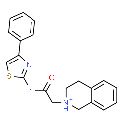 ChemSpider 2D Image | 2-{2-Oxo-2-[(4-phenyl-1,3-thiazol-2-yl)amino]ethyl}-1,2,3,4-tetrahydroisoquinolinium | C20H20N3OS