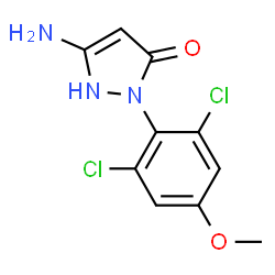 ChemSpider 2D Image | 3-Amino-1-(2,6-dichloro-4-methoxyphenyl)-1H-pyrazol-5(4H)-one | C10H9Cl2N3O2