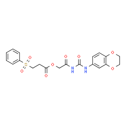 ChemSpider 2D Image | 2-[(2,3-Dihydro-1,4-benzodioxin-6-ylcarbamoyl)amino]-2-oxoethyl 3-(phenylsulfonyl)propanoate | C20H20N2O8S