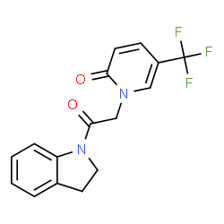 ChemSpider 2D Image | 1-[2-(2,3-Dihydro-1H-indol-1-yl)-2-oxoethyl]-5-(trifluoromethyl)-2(1H)-pyridinone | C16H13F3N2O2