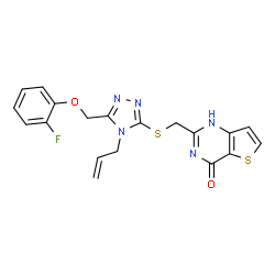 ChemSpider 2D Image | 2-[({4-Allyl-5-[(2-fluorophenoxy)methyl]-4H-1,2,4-triazol-3-yl}sulfanyl)methyl]thieno[3,2-d]pyrimidin-4(1H)-one | C19H16FN5O2S2
