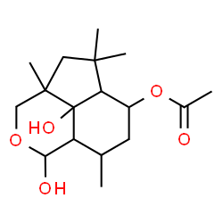 ChemSpider 2D Image | 1,8b-Dihydroxy-3a,5,5,8-tetramethyldecahydro-1H-cyclopenta[de]isochromen-6-yl acetate | C17H28O5