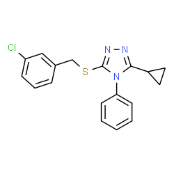 ChemSpider 2D Image | 3-[(3-Chlorobenzyl)sulfanyl]-5-cyclopropyl-4-phenyl-4H-1,2,4-triazole | C18H16ClN3S