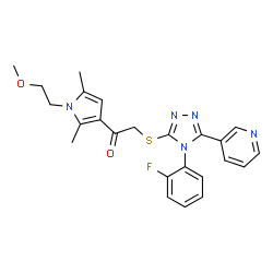 ChemSpider 2D Image | 2-{[4-(2-Fluorophenyl)-5-(3-pyridinyl)-4H-1,2,4-triazol-3-yl]sulfanyl}-1-[1-(2-methoxyethyl)-2,5-dimethyl-1H-pyrrol-3-yl]ethanone | C24H24FN5O2S