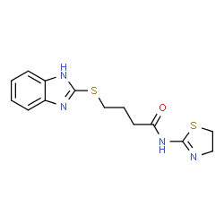 ChemSpider 2D Image | 4-(1H-Benzimidazol-2-ylsulfanyl)-N-(4,5-dihydro-1,3-thiazol-2-yl)butanamide | C14H16N4OS2