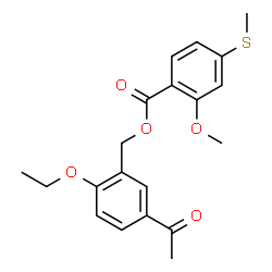 ChemSpider 2D Image | 5-Acetyl-2-ethoxybenzyl 2-methoxy-4-(methylsulfanyl)benzoate | C20H22O5S