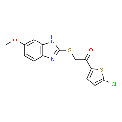 ChemSpider 2D Image | 1-(5-Chloro-2-thienyl)-2-[(6-methoxy-1H-benzimidazol-2-yl)sulfanyl]ethanone | C14H11ClN2O2S2
