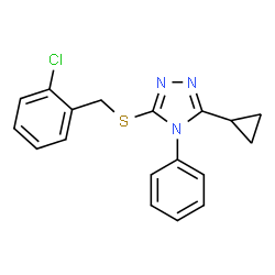 ChemSpider 2D Image | 3-[(2-Chlorobenzyl)sulfanyl]-5-cyclopropyl-4-phenyl-4H-1,2,4-triazole | C18H16ClN3S