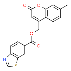 ChemSpider 2D Image | (7-Methyl-2-oxo-2H-chromen-4-yl)methyl 1,3-benzothiazole-6-carboxylate | C19H13NO4S