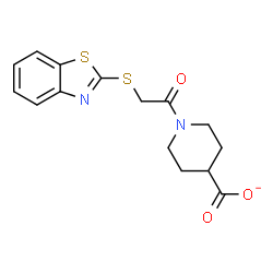 ChemSpider 2D Image | 1-[(1,3-Benzothiazol-2-ylsulfanyl)acetyl]-4-piperidinecarboxylate | C15H15N2O3S2