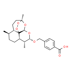 ChemSpider 2D Image | 4-({[(1S,4S,5R,8S,9R,10S,12R)-1,5,9-Trimethyl-11,14,15,16-tetraoxatetracyclo[10.3.1.0~4,13~.0~8,13~]hexadec-10-yl]oxy}methyl)benzoic acid | C23H30O7