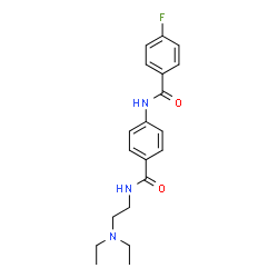 ChemSpider 2D Image | N-(4-{[2-(Diethylamino)ethyl]carbamoyl}phenyl)-4-fluorobenzamide | C20H24FN3O2