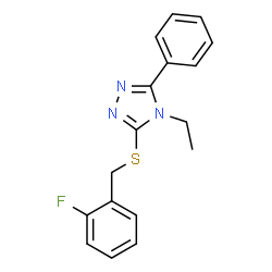 ChemSpider 2D Image | 4-Ethyl-3-[(2-fluorobenzyl)sulfanyl]-5-phenyl-4H-1,2,4-triazole | C17H16FN3S