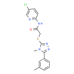 ChemSpider 2D Image | N-(5-Chloro-2-pyridinyl)-2-{[4-methyl-5-(3-methylphenyl)-4H-1,2,4-triazol-3-yl]sulfanyl}acetamide | C17H16ClN5OS
