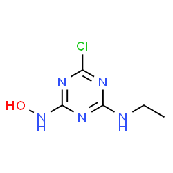 ChemSpider 2D Image | 6-Chloro-N-ethyl-N'-hydroxy-1,3,5-triazine-2,4-diamine | C5H8ClN5O