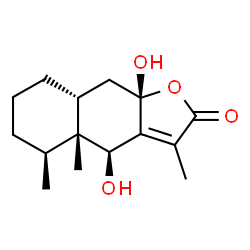 ChemSpider 2D Image | (4S,4aR,5S,8aR,9aS)-4,9a-Dihydroxy-3,4a,5-trimethyl-4a,5,6,7,8,8a,9,9a-octahydronaphtho[2,3-b]furan-2(4H)-one | C15H22O4