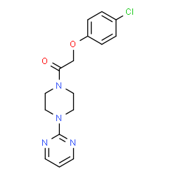 ChemSpider 2D Image | 2-(4-Chlorophenoxy)-1-[4-(2-pyrimidinyl)-1-piperazinyl]ethanone | C16H17ClN4O2